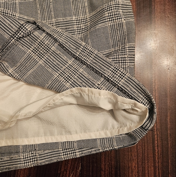 H&M Gray Plaid Houndstooth Fauz Wrap Asymmetric Mini Skirt Metal Ring  8 Preppy - Picture 11 of 11